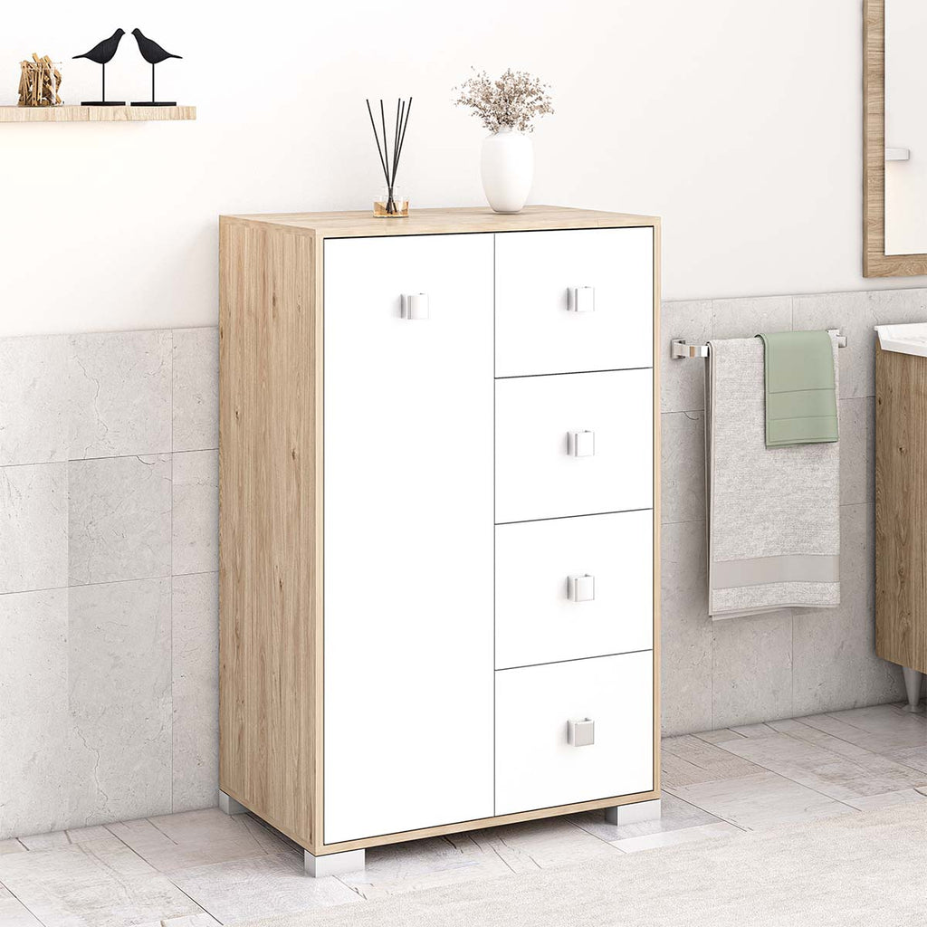 Mobiletto Multiuso Kitaly Mister - Bianco Lucido 200x80x34 Cm - 4 Ante Senza Maniglie E 10 Ripiani - Made In Italy - Foto 4