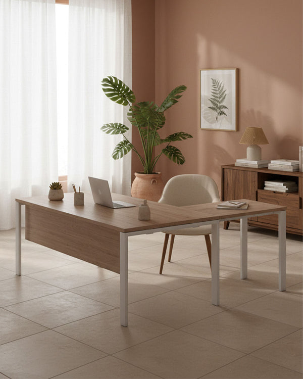 Scrivania Operativa ufficio BOLOGNA con gambe metalliche Bianche P. 80 in diverse colorazioni - doomostore