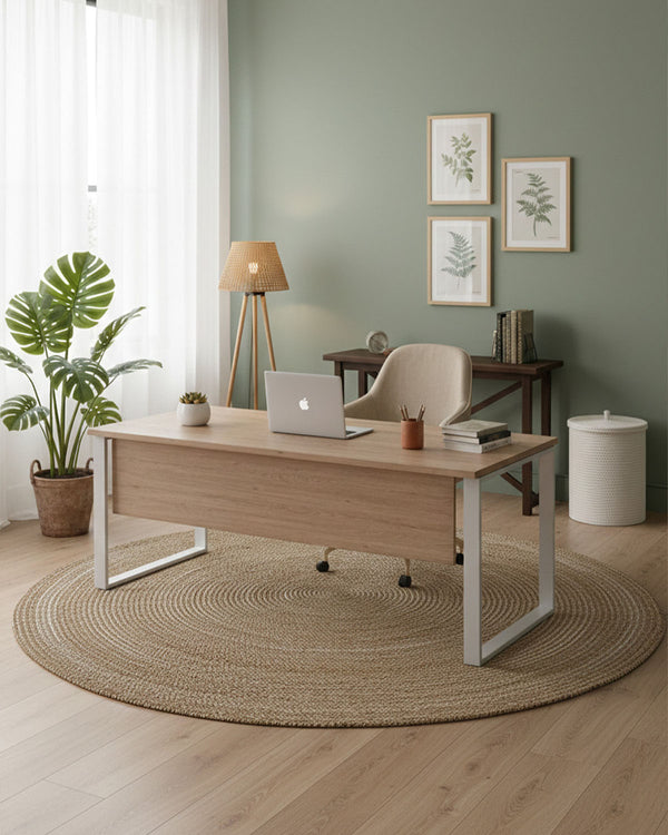 Scrivania Direzionale ufficio VENEZIA con minigonna e gambe metalliche Bianche P. 90 in diverse colorazioni - doomostore