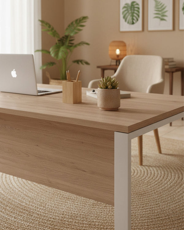 Scrivania Direzionale ufficio VENEZIA con minigonna e gambe metalliche Bianche P. 90 in diverse colorazioni - doomostore
