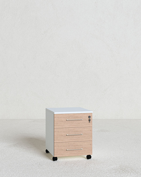 Cassettiera ufficio 3 cassetti struttura bianca con chiusura chiave primo cassetto + 6 COLORAZIONI - doomostore