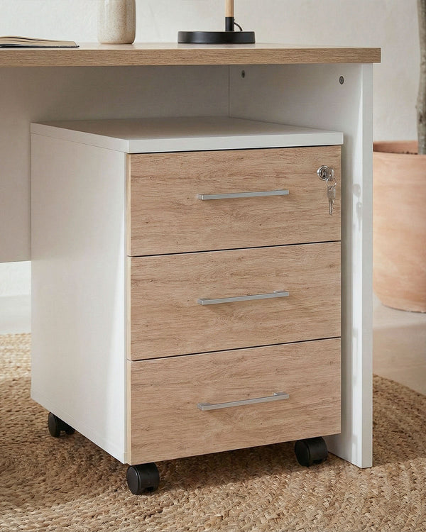 Cassettiera ufficio 3 cassetti struttura bianca con chiusura chiave primo cassetto + 6 COLORAZIONI - doomostore