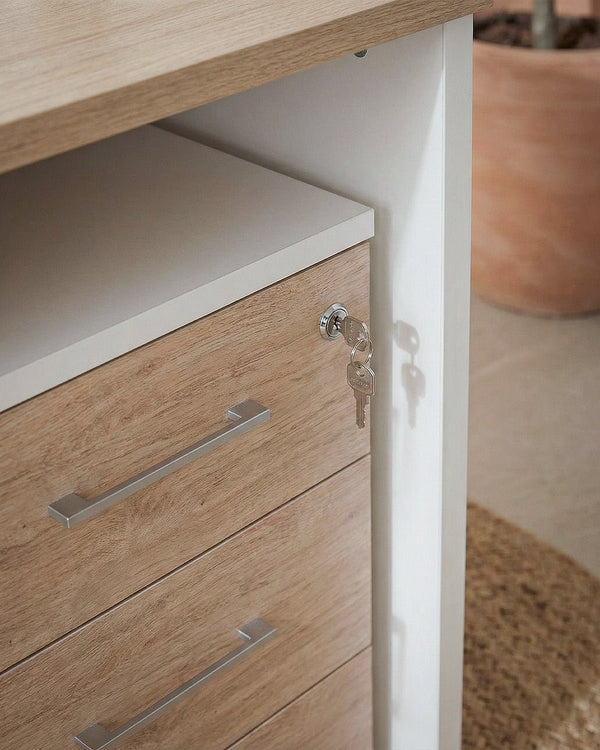 Cassettiera ufficio 3 cassetti struttura bianca con chiusura chiave primo cassetto + 6 COLORAZIONI - doomostore