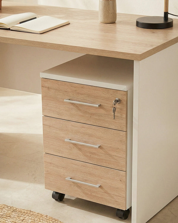 Cassettiera ufficio 3 cassetti struttura bianca con chiusura chiave primo cassetto + 6 COLORAZIONI - doomostore