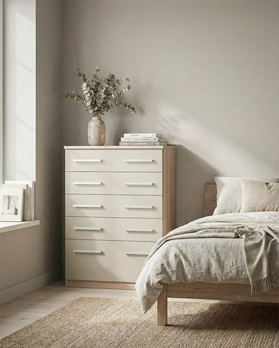 Comò MARO - cinque cassetti - L.90 x P.58 x H.121 - in diverse colorazioni