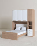 Cameretta a ponte Matilde - Armadio a ponte salvaspazio - 3 ante 3 cassetti - 7 varianti colore personalizzabili - Letto opzionale singolo/piazza e mezzo - 195 L. x 230 H. x 50 P. - doomostore