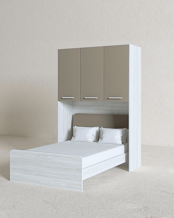 Cameretta a ponte Mila - Armadio a ponte salvaspazio - 3 ante - 7 varianti colore personalizzabili - Letto opzionale singolo/piazza e mezzo - 154 L. x 230 H. x 50 P. - doomostore