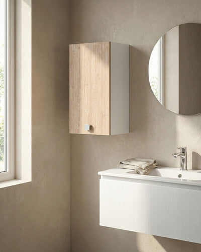Pensile lavanderia Evia - 1 anta - Salvaspazio per bagno e lavanderia a muro - Ripiano incluso - 2 varianti colore - 45 x 72 x 33 cm