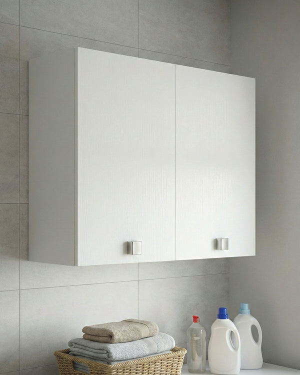 Pensile lavanderia Luma - 2 ante - Salvaspazio per bagno e lavanderia a muro - Ripiano incluso - 2 varianti colore - 90 x 72 x 33 cm - doomostore