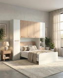 Cameretta a ponte Lavinia - Armadio a ponte salvaspazio - 5 ante 3 cassetti - 7 varianti colore personalizzabili - Letto opzionale singolo/piazza e mezzo - 240 L. x 230 H. x 52 P. - doomostore