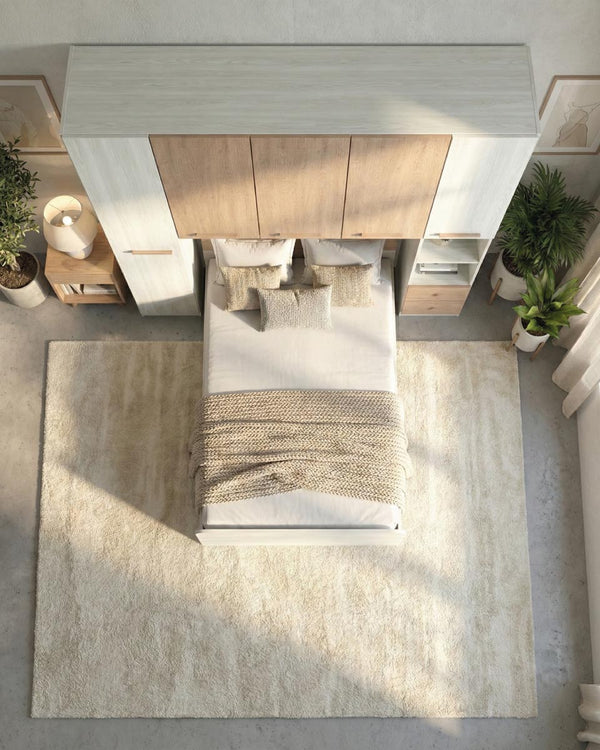 Cameretta a ponte Lavinia - Armadio a ponte salvaspazio - 5 ante 3 cassetti - 7 varianti colore personalizzabili - Letto opzionale singolo/piazza e mezzo - 240 L. x 230 H. x 52 P. - doomostore