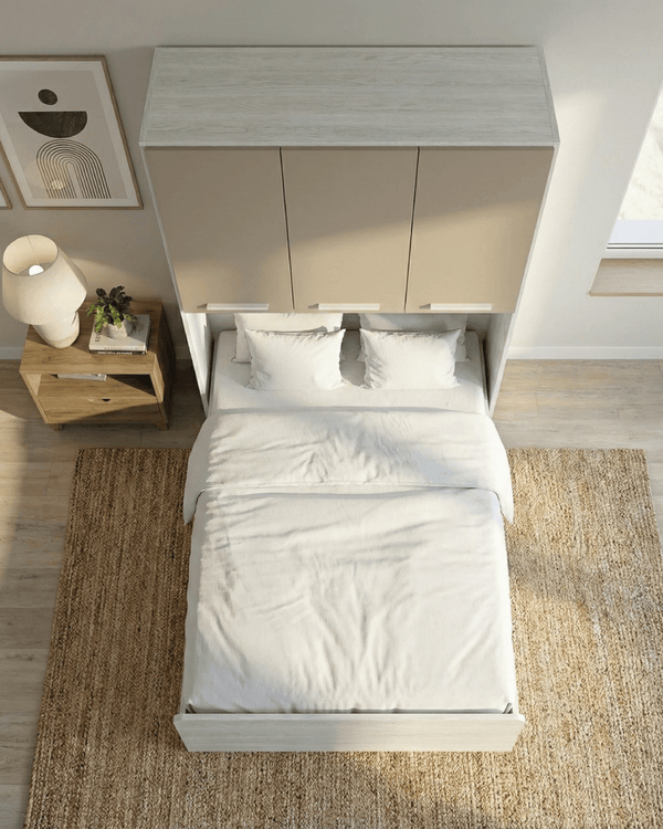 Cameretta a ponte Mila - Armadio a ponte salvaspazio - 3 ante - 7 varianti colore personalizzabili - Letto opzionale singolo/piazza e mezzo - 154 L. x 230 H. x 50 P. - doomostore