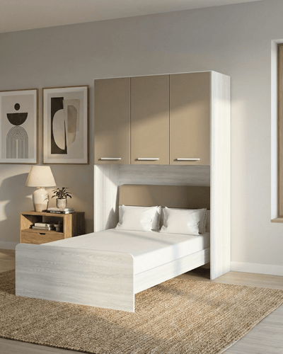 Cameretta a ponte Mila - Armadio a ponte salvaspazio - 3 ante - 7 varianti colore personalizzabili - Letto opzionale singolo/piazza e mezzo - 154 L. x 230 H. x 50 P.