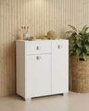 Mobile contenitore Neli - Mobile multiuso 2 ante e 1 cassetto - Struttura bianco - Ripiano regolabile incluso - 46x35x80 cm - doomostore