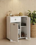 Mobile contenitore Neli - Mobile multiuso 2 ante e 1 cassetto - Struttura bianco - Ripiano regolabile incluso - 46x35x80 cm - doomostore