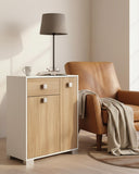 Mobile contenitore Neli - Mobile multiuso 2 ante e 1 cassetto - Struttura bianco e anta virginia - Ripiano regolabile incluso - 46x35x80 cm - doomostore