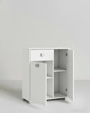 Mobile contenitore Neli - Mobile multiuso 2 ante e 1 cassetto - Struttura bianco - Ripiano regolabile incluso - 46x35x80 cm - doomostore