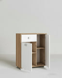 Mobile contenitore Neli - Mobile multiuso 2 ante e 1 cassetto - Struttura virginia e anta bianca - Ripiano regolabile incluso - 46x35x80 cm - doomostore