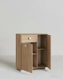 Mobile contenitore Neli - Mobile multiuso 2 ante e 1 cassetto - Struttura virginia - Ripiano regolabile incluso - 46x35x80 cm - doomostore