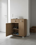 Mobile contenitore Neli - Mobile multiuso 2 ante e 1 cassetto - Struttura virginia - Ripiano regolabile incluso - 46x35x80 cm - doomostore