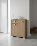 Mobile contenitore Neli - Mobile multiuso 2 ante e 1 cassetto - Struttura virginia - Ripiano regolabile incluso - 46x35x80 cm - doomostore