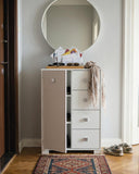 Mobile contenitore Fiore - Mobile multiuso 1 anta e 4 cassetti - Struttura bianco - 2 ripiani regolabile incluso - 75x112x45 cm - doomostore