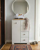 Mobile contenitore Fiore - Mobile multiuso 1 anta e 4 cassetti - Struttura bianco - 2 ripiani regolabile incluso - 75x112x45 cm - doomostore