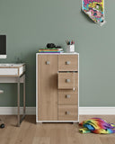 Mobile contenitore Fiore - Mobile multiuso 1 anta e 4 cassetti - Struttura bianco e anta virginia - 2 ripiani regolabile incluso - 75x112x45 cm - doomostore