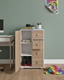 Mobile contenitore Fiore - Mobile multiuso 1 anta e 4 cassetti - Struttura bianco e anta virginia - 2 ripiani regolabile incluso - 75x112x45 cm - doomostore