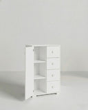 Mobile contenitore Fiore - Mobile multiuso 1 anta e 4 cassetti - Struttura bianco - 2 ripiani regolabile incluso - 75x112x45 cm - doomostore