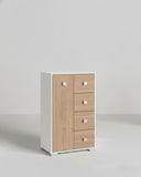 Mobile contenitore Fiore - Mobile multiuso 1 anta e 4 cassetti - Struttura bianco e anta virginia - 2 ripiani regolabile incluso - 75x112x45 cm - doomostore