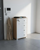 Mobile contenitore Fiore - Mobile multiuso 1 anta e 4 cassetti - Struttura virginia e anta bianca - 2 ripiani regolabile incluso - 75x112x45 cm - doomostore