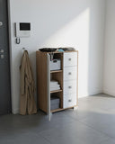 Mobile contenitore Fiore - Mobile multiuso 1 anta e 4 cassetti - Struttura virginia e anta bianca - 2 ripiani regolabile incluso - 75x112x45 cm - doomostore