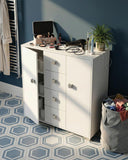 Mobile contenitore Nadia - Mobile multiuso 2 anta e 4 cassetti - Struttura bianca - 4 ripiani regolabile incluso - 110x112x47 cm - doomostore