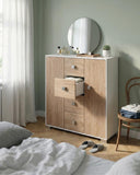 Mobile contenitore Nadia - Mobile multiuso 2 anta e 4 cassetti - Struttura bianca e ante virginia - 4 ripiani regolabile incluso - 110x112x47 cm - doomostore