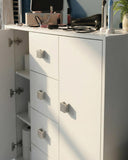 Mobile contenitore Nadia - Mobile multiuso 2 anta e 4 cassetti - Struttura bianca - 4 ripiani regolabile incluso - 110x112x47 cm - doomostore