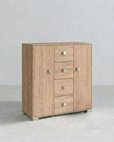 Mobile contenitore Nadia - Mobile multiuso 2 anta e 4 cassetti - Struttura virginia - 4 ripiani regolabile incluso - 110x112x47 cm - doomostore