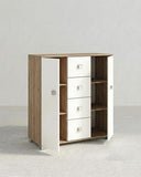 Mobile contenitore Nadia - Mobile multiuso 2 anta e 4 cassetti - Struttura virginia e ante bianca - 4 ripiani regolabile incluso - 110x112x47 cm - doomostore