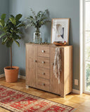 Mobile contenitore Nadia - Mobile multiuso 2 anta e 4 cassetti - Struttura virginia - 4 ripiani regolabile incluso - 110x112x47 cm - doomostore