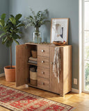 Mobile contenitore Nadia - Mobile multiuso 2 anta e 4 cassetti - Struttura virginia - 4 ripiani regolabile incluso - 110x112x47 cm - doomostore