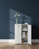 Mobile contenitore Vivy - Mobile multiuso 2 ante - Struttura bianca - 2 Ripiani regolabili inclusi - 75x112x47 cm - doomostore