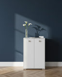 Mobile contenitore Vivy - Mobile multiuso 2 ante - Struttura bianca - 2 Ripiani regolabili inclusi - 75x112x47 cm - doomostore