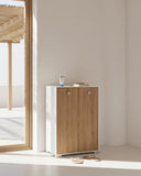 Mobile contenitore Vivy - Mobile multiuso 2 ante - Struttura bianca e ante virginia - 2 Ripiani regolabili inclusi - 75x112x47 cm - doomostore