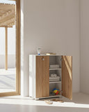 Mobile contenitore Vivy - Mobile multiuso 2 ante - Struttura bianca e ante virginia - 2 Ripiani regolabili inclusi - 75x112x47 cm - doomostore