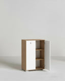 Mobile contenitore Vivy - Mobile multiuso 2 ante - Struttura virginia e anta bianca - 2 Ripiani regolabili inclusi - 75x112x47 cm - doomostore