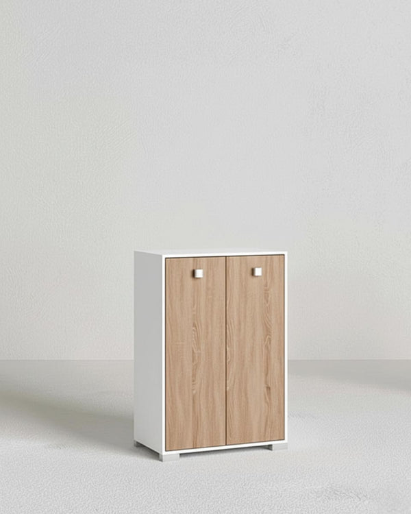 Mobile contenitore Vivy - Mobile multiuso 2 ante - Struttura bianca e ante virginia - 2 Ripiani regolabili inclusi - 75x112x47 cm - doomostore