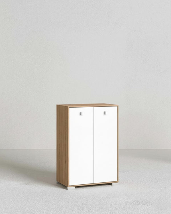 Mobile contenitore Vivy - Mobile multiuso 2 ante - Struttura virginia e anta bianca - 2 Ripiani regolabili inclusi - 75x112x47 cm - doomostore