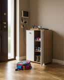 Mobile contenitore Vivy - Mobile multiuso 2 ante - Struttura virginia e anta bianca - 2 Ripiani regolabili inclusi - 75x112x47 cm - doomostore