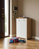 Mobile contenitore Vivy - Mobile multiuso 2 ante - Struttura virginia e anta bianca - 2 Ripiani regolabili inclusi - 75x112x47 cm - doomostore