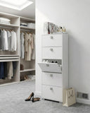 Scarpiera Ornella - 5 ante a ribalta – Mobile portascarpe compatto bianco - 65x185x18 cm - 15 paia - doomostore